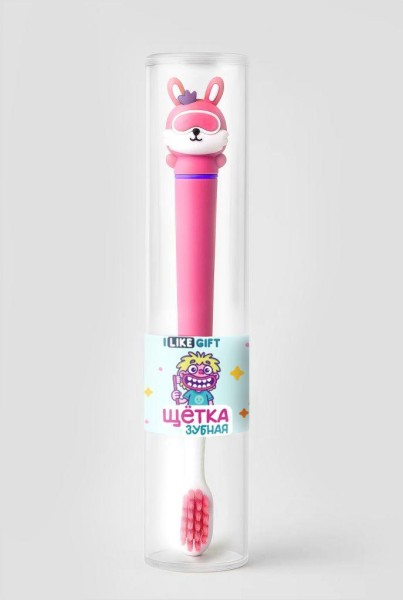 Зубная щётка для взрослых iLikeGift "Battle bunny", pink (21 см) 