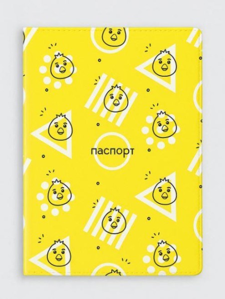 ОБЛОЖКА ДЛЯ ПАСПОРТА «Crazy duck», yellow, плотность 600 мкм 