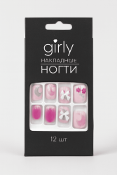 Накладные ногти GIRLY «Delicate flowers», 12 шт., с клеевыми пластинами