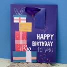 Пакет подарочный (S) «Happy Birthday», purple (18*23*10)