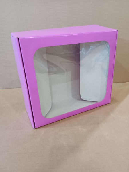 Коробка с ПЭТ-окном, темно-розовый, 170х300х120мм 