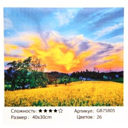Алмазная мозаика "Закат", полная выкладка, на подрамнике, 30*40 см