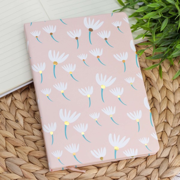 Блокнот (A5) "Flowers and leaves", pink (14.5*21) 