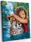 Картина по номерам 40*50 "Девочка с леопардом " (24 цвета)