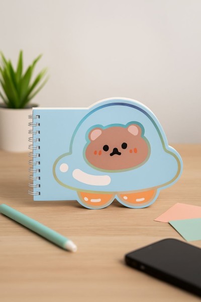 Блокнот на спирали (B6) "UFO bear", blue (13*18) 
