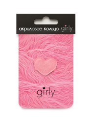 Кольцо акриловое GIRLY "Red heart", red (d=1,7 см)