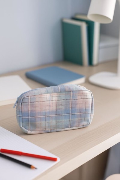Пенал, косметичка "Plaid", blue 