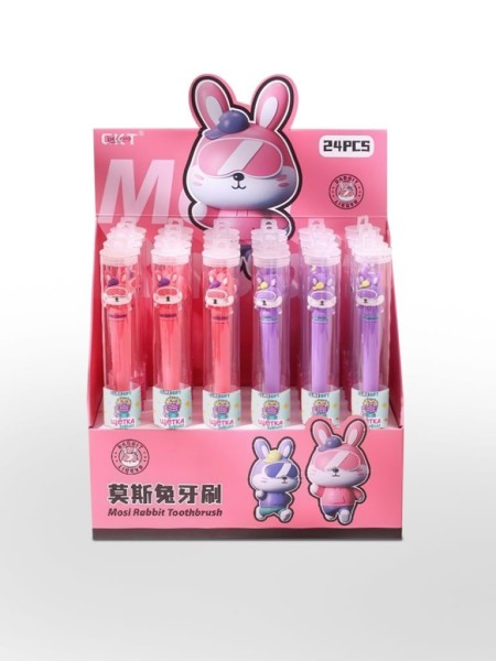 Зубная щётка для взрослых iLikeGift "Battle bunny" (21 см), шоу-бокс 24 шт. 