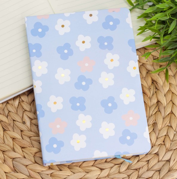 Блокнот (A5) "Flowers and leaves", blue (14.5*21) 