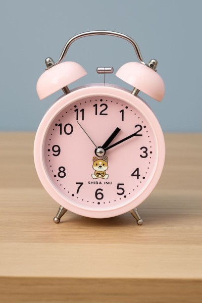 Часы-будильник "Shiba-inu", pink (13,5х10 см) 