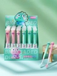 Зубная щётка для взрослых iLikeGift "Cuteosaur", green (21 см)