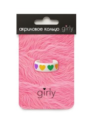 Кольцо акриловое GIRLY "Abundance of hearts", white (d=1,7 см)