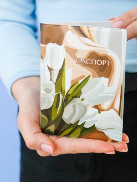 ОБЛОЖКА ДЛЯ ПАСПОРТА «Spring tulips», плотность 600 мкм 
