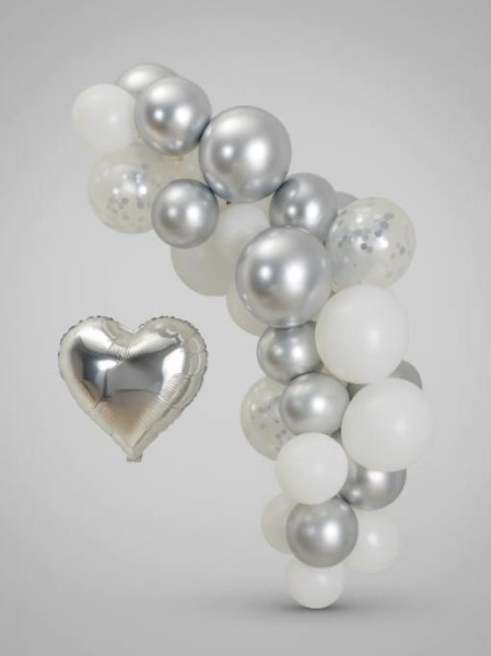 Набор воздушных шаров 25 шт. "Air heart", silver 