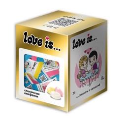 Сливочные жевательные конфеты "Love is", 18шт микс, Золотая серия