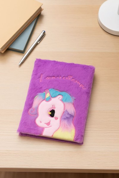 Блокнот плюшевый "Unicorn heart", purple, 21,5х15,5 см, плотность 80 гр. 