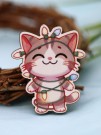Значок ECO из дерева "Зажигай в Новом Году! Котик"