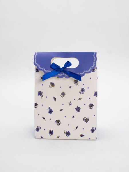 Пакет подарочный (XS) "Many flowers", blue (12x6x16) 