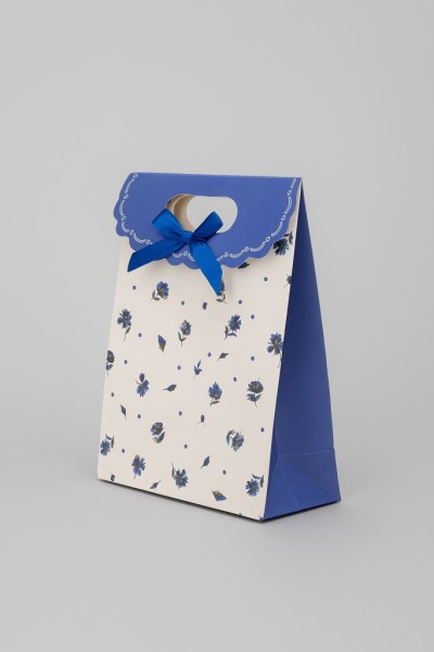 Пакет подарочный (XS) "Many flowers", blue (12x6x16) 