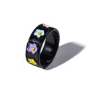 Кольцо акриловое GIRLY "Abundance of flowers", black (d=1,7 см)