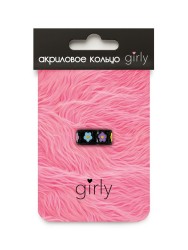 Кольцо акриловое GIRLY "Abundance of flowers", black (d=1,7 см)
