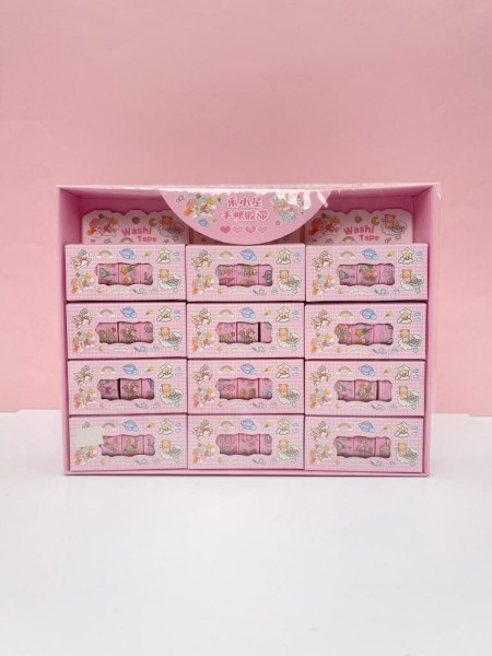 Набор декоративного скотча 4 шт. "Cute ballon" pink, шоу-бокс 12 шт. 