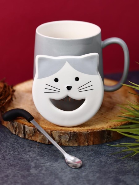 Кружка «Kitten loves fish», gray (450 ml) 