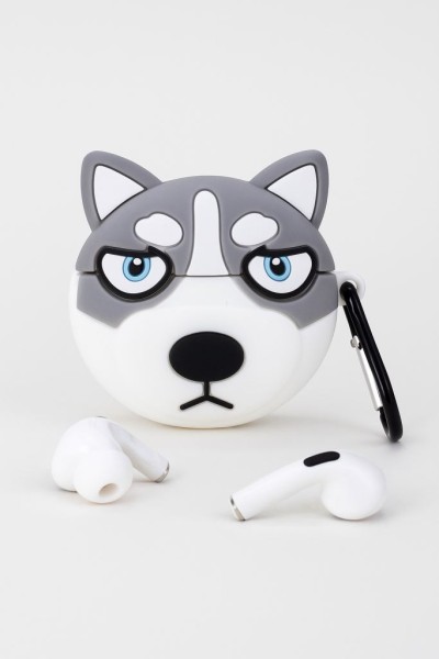 Чехол для AirPods Pro "Angry huskies", grey 