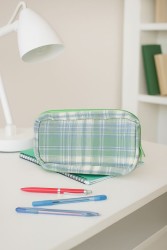 Пенал, косметичка "Plaid", green