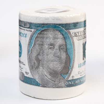Сувенирная туалетная бумага. «100 долларов», двухслойная, 25 м (10х9,5 см)
