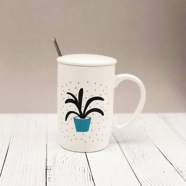Кружка "Plants" (синий) (410ml) 