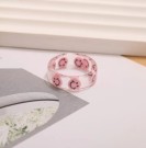 Кольцо акриловое GIRLY "Pink smile", white (d=1,7 см)