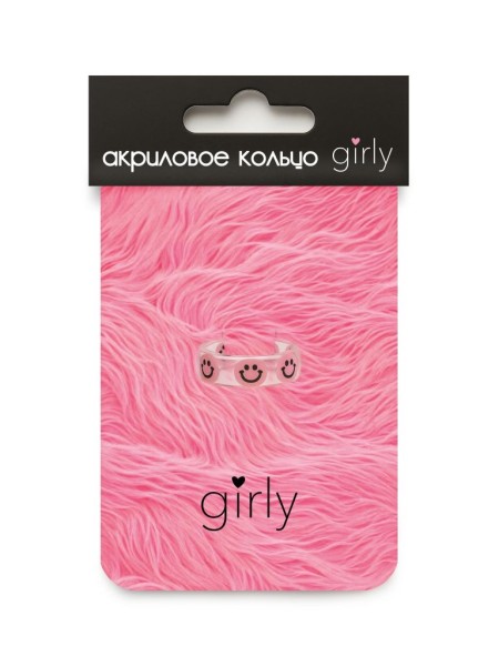 Кольцо акриловое GIRLY "Pink smile", white (d=1,7 см) 