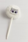 Ручка с помпоном "Funny cat", white