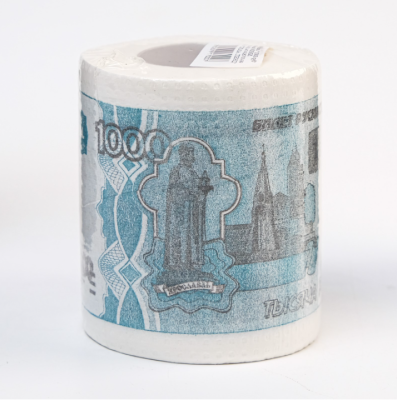 Сувенирная туалетная бумага «1000 рублей», двухслойная, 25 м (10х9,5 см)