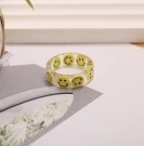 Кольцо акриловое GIRLY "Yellow smile", white (d=1,7 см)
