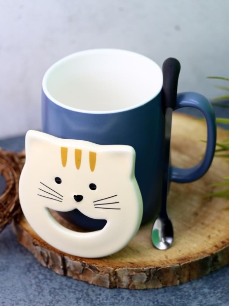 Кружка «Kitten loves fish», dark blue (450 ml) 