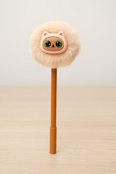 Ручка с помпоном "Funny cat", brown