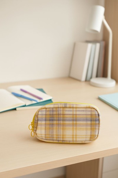 Пенал, косметичка "Plaid", yellow 