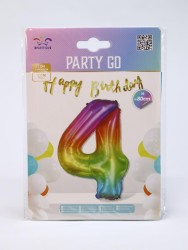 Шар фольгированный "Multicolour numbers" цифра 4, (80 см)