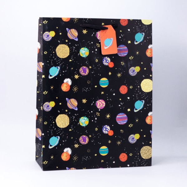 Подарочный пакет (S) "Lot planet", black 