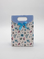 Пакет подарочный (XS) "Many flowers", light blue  (12x6x16)