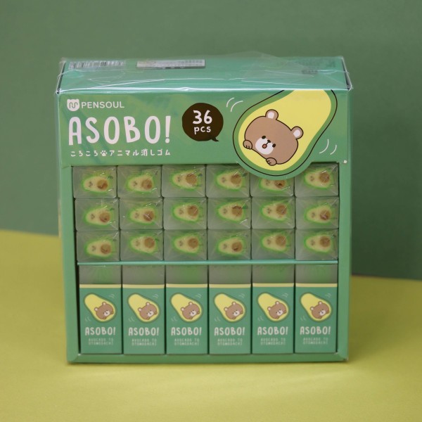 Ластик "Avocado bear", mix, шоу-бокс 36 шт. 