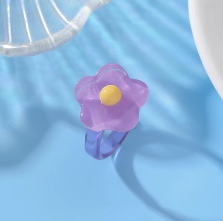 Кольцо акриловое GIRLY "Purple flower", purple (d=1,7 см) 