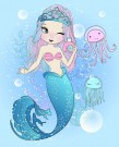 Алмазная мозаика картина стразами "Русалочка с медузами", 15х20 см