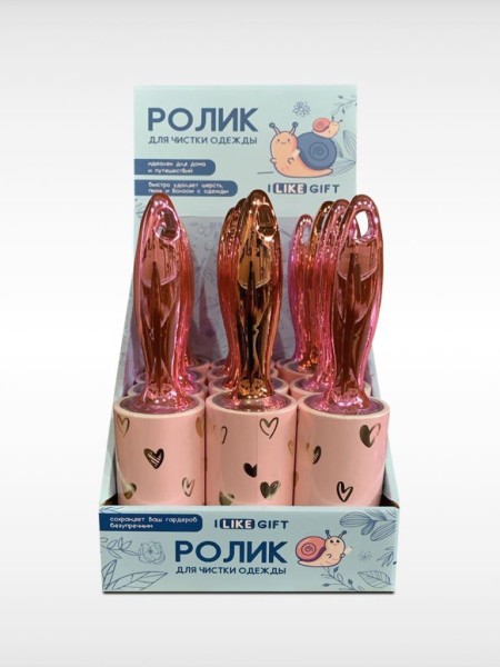 Ролик для чистки одежды "Heart", 10 см*60 листов, шоу-бокс iLikeGift 12 шт. 