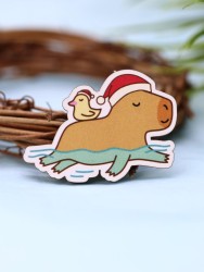 Значок ECO из дерева "Cappy new year! Swimming"