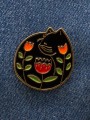 Значок металлический iLikeGift "Black cat flower"