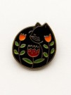 Значок металлический iLikeGift "Black cat flower"