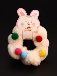 Резинка для волос "Colorful balls", white (10 см)